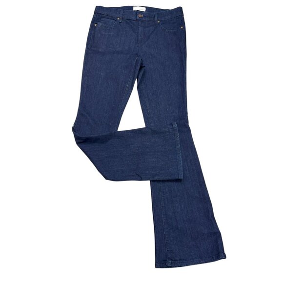 Loft Ann Taylor Dark Wash Mid Rise Stretch Flare Jeans - Picture 1 of 10